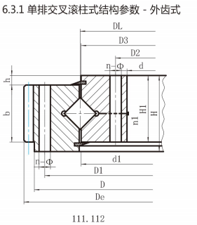 (111系列)單排交叉滾柱式回轉(zhuǎn)支承外齒