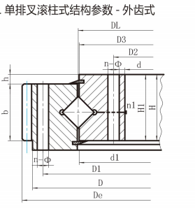 (HJW系列)單排交叉滾柱式回轉(zhuǎn)支承外齒